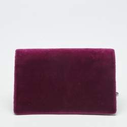 Pre Owned Gucci Purple Velvet and Leather Super Mini Dionysus Crystals Shoulder Bag
