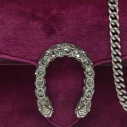 Pre Owned Gucci Purple Velvet and Leather Super Mini Dionysus Crystals Shoulder Bag