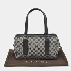 Pre Owned حقيبة غوتشي بوسطن جلد وكانفاس GG سوداء