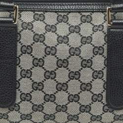 Pre Owned حقيبة غوتشي بوسطن جلد وكانفاس GG سوداء