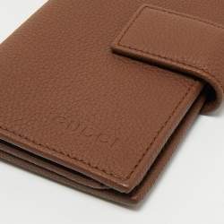 Pre Owned Gucci Brown Leather French Wallet