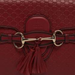Pre Owned Gucci Red Microguccissima Leather Medium Emily Chain Shoulder Bag