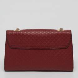 Pre Owned Gucci Red Microguccissima Leather Medium Emily Chain Shoulder Bag