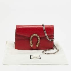 Pre Owned Gucci Red Leather Mini Dionysus Chain Bag