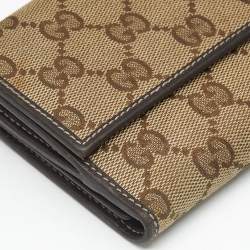 Pre Owned Gucci Beige/Brown GG Canvas Lovely Heart Continental Wallet