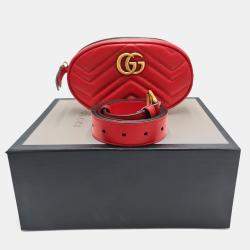 Pre Owned Gucci GG Marmont Matelasse Leather pouch bag