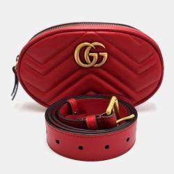 Pre Owned Gucci GG Marmont Matelasse Leather pouch bag