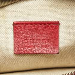 Pre Owned Gucci Red Leather Logo Web Belt Bag