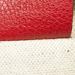 Pre Owned Gucci Red Leather Logo Web Belt Bag
