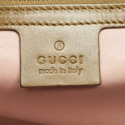 Pre Owned Gucci Olive Green Leather Lady Buckle Tote