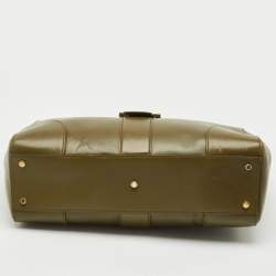 Pre Owned Gucci Olive Green Leather Lady Buckle Tote