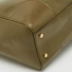 Pre Owned Gucci Olive Green Leather Lady Buckle Tote