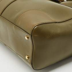 Pre Owned Gucci Olive Green Leather Lady Buckle Tote