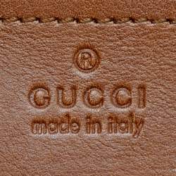 Pre Owned Gucci Brown Leather Medium GG Marmont Animalier Top Handle Bag