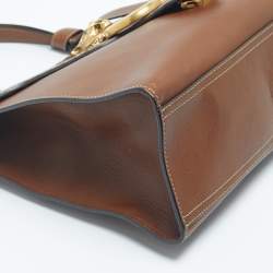 Pre Owned Gucci Brown Leather Medium GG Marmont Animalier Top Handle Bag