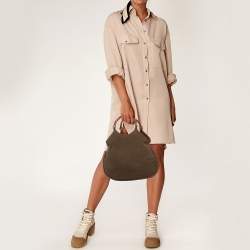 Pre Owned Gucci Brown Canvas Bamboo Handle Hobo