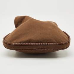 Pre Owned Gucci Brown Canvas Bamboo Handle Hobo
