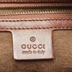 Pre Owned Gucci Brown Canvas Bamboo Handle Hobo