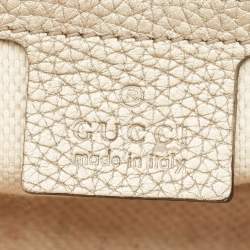 Pre Owned Gucci Beige Leather Soho Flap Chain Shoulder Bag