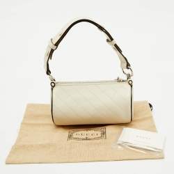 Pre Owned Gucci White Diagonal Quilted Leather Mini Blondie Bag