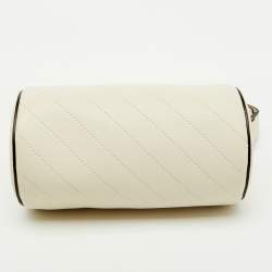 Pre Owned Gucci White Diagonal Quilted Leather Mini Blondie Bag