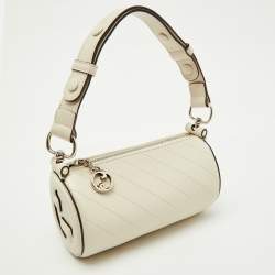 Pre Owned Gucci White Diagonal Quilted Leather Mini Blondie Bag