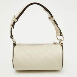 Pre Owned Gucci White Diagonal Quilted Leather Mini Blondie Bag