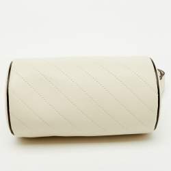 Pre Owned Gucci White Diagonal Quilted Leather Mini Blondie Bag