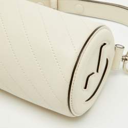 Pre Owned Gucci White Diagonal Quilted Leather Mini Blondie Bag