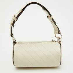 Pre Owned Gucci White Diagonal Quilted Leather Mini Blondie Bag
