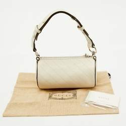 Pre Owned Gucci White Diagonal Quilted Leather Mini Blondie Bag