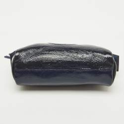 Pre Owned Gucci Navy Blue Patent Leather Soho Cosmetic Pouch Clutch