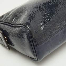 Pre Owned Gucci Navy Blue Patent Leather Soho Cosmetic Pouch Clutch