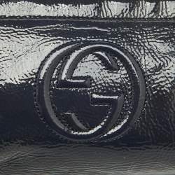 Pre Owned Gucci Navy Blue Patent Leather Soho Cosmetic Pouch Clutch