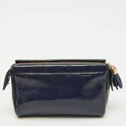 Pre Owned Gucci Navy Blue Patent Leather Soho Cosmetic Pouch Clutch
