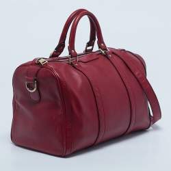 Pre Owned Gucci Red Leather Medium Boston Bag