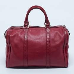 Pre Owned Gucci Red Leather Medium Boston Bag