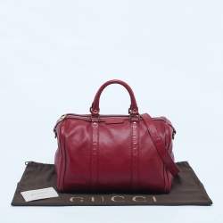 Pre Owned Gucci Red Leather Medium Boston Bag