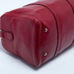 Pre Owned Gucci Red Leather Medium Boston Bag