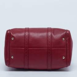 Pre Owned Gucci Red Leather Medium Boston Bag