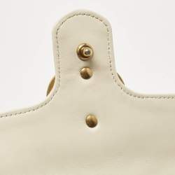 Pre Owned Gucci Off White Matelassé Leather Mini GG Marmont Shoulder Bag