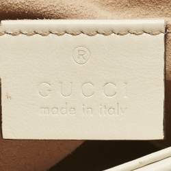 Pre Owned Gucci Off White Matelassé Leather Mini GG Marmont Shoulder Bag
