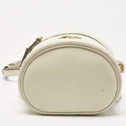 Pre Owned Gucci Off White Matelassé Leather GG Marmont Vanity Case Backpack