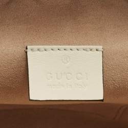 Pre Owned Gucci Off White Matelassé Leather GG Marmont Vanity Case Backpack