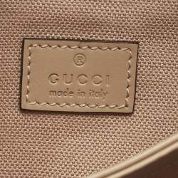 Pre Owned Gucci Beige Matelassé Leather Small GG Marmont Shoulder Bag