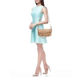 Pre Owned Gucci Beige Matelassé Leather Small GG Marmont Shoulder Bag