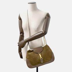 Pre Owned Gucci Jackie Vintage Brown Suede Leather Shoulder Bag