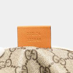 مملوكة مسبقًا حقيبة يد توتس غوتشي قماش بني أبيض كبيرة مع شعار