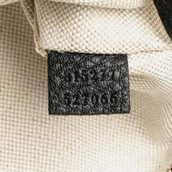 Pre Owned Gucci Black Medium GG Emblem Embossed Leather Shoulder Bag