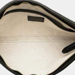 Pre Owned Gucci Black Medium GG Emblem Embossed Leather Shoulder Bag